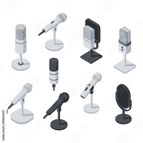 Isometric 3D Professional Studio Microphone Collection
