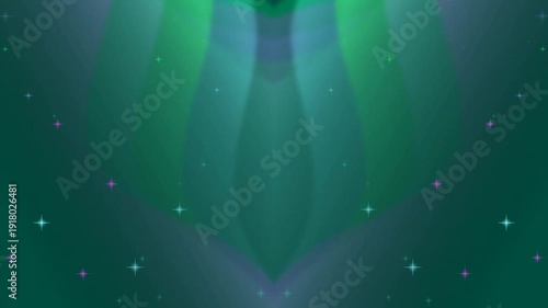 Vibrant green and purple starry night sky with sparkling lights