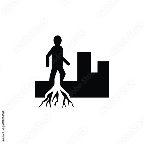 Dancer silhouette rooted in cityscape graphic