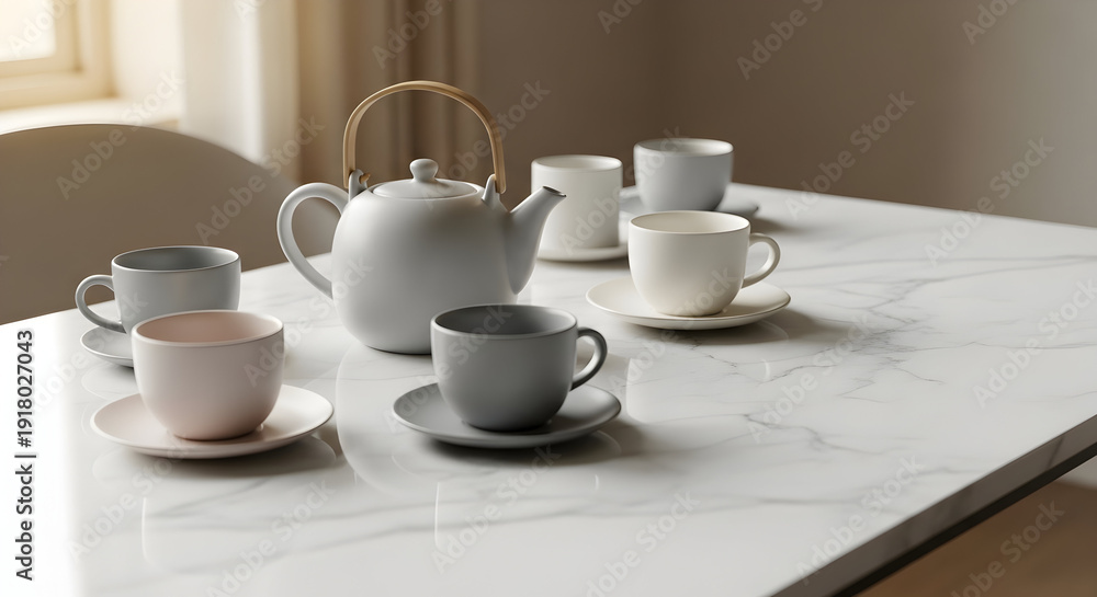 Fototapeta premium coffee cup and teapot