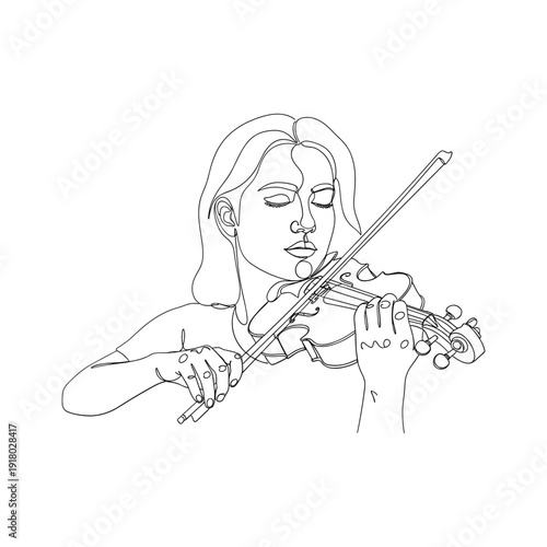 Serene woman playing violin with elegant movements and focused expression