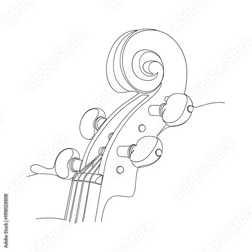 Elegant double bass scroll and tuning pegs illustration