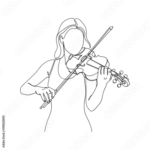 Woman playing violin with elegant musical expression and passion