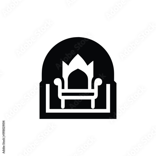 Crown on throne silhouette vector illustration