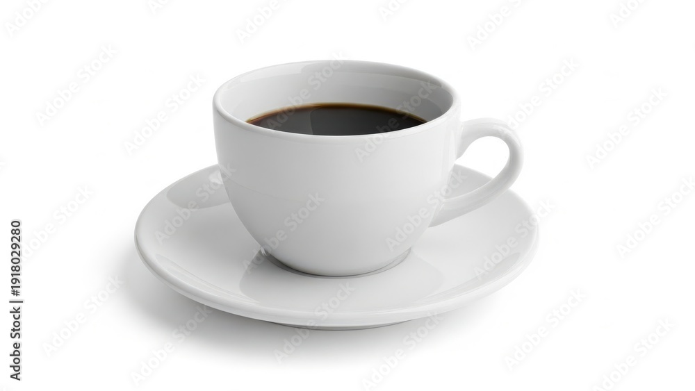 Obraz premium Coffee cup on saucer isolated on white background