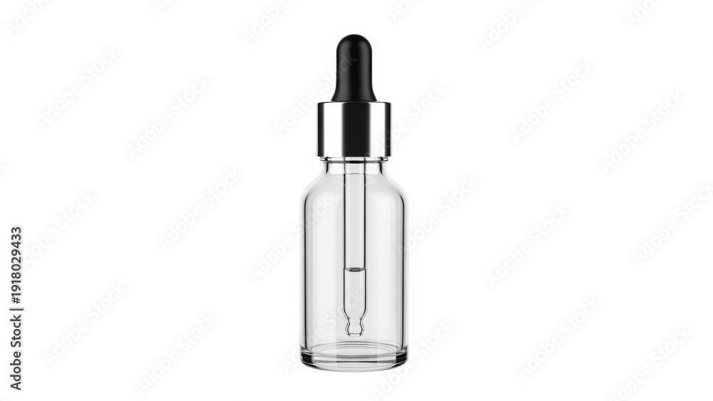 Naklejka premium Glass dropper bottle isolated on white background