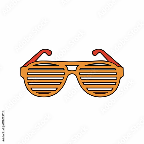 Orange Shutter Sunglasses With Red Temples Isolated On White Background A Fun Accessory For Summer Parties And Festivals