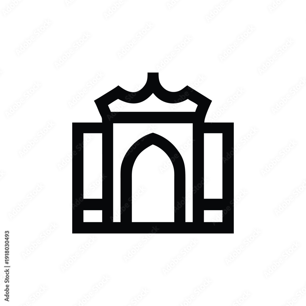 Fototapeta premium Palace Entrance Silhouette Vector Illustration