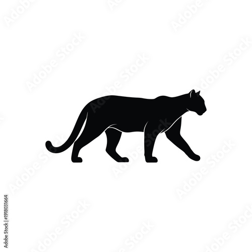 Black Panther Silhouette Vector Minimalist Stalking Wild Cat Illustration For Logo Design