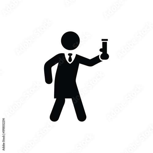 Man holding test tube in business attire vector illustration