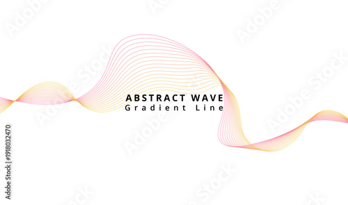 A vibrant abstract wave graphic with a gradient line design on a white background