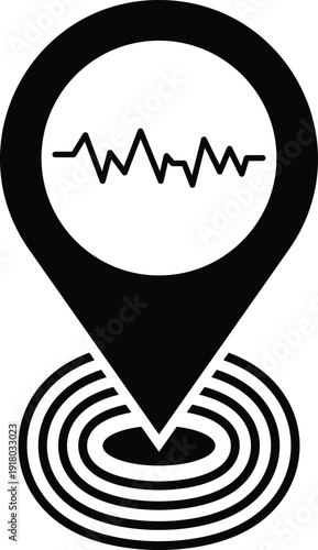 Earthquake Epicenter Seismic Map Pin Icon Vector