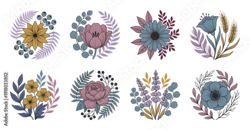 Vintage Floral Bouquet Collection in Boho Style