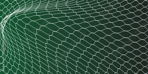 Soccer Ball illuminated green light in the Goal Net. illustration. vector eps10.