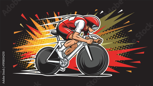 Cyclist in action dynamic illustration of speed and motion on a road bike