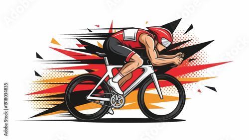 Cyclist in action vector illustration against a white background