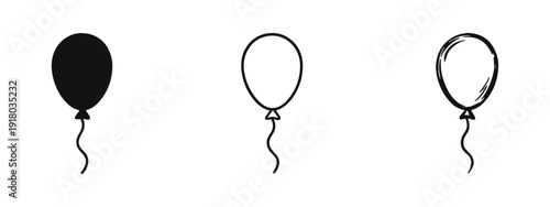 Party Balloon Icon Set for Festive Decorations, Birthdays, and Happy Celebrations.