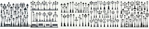 Vector set image silhouette of park lamp.