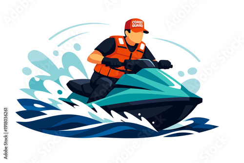 Man riding a jet ski on the water creating splashes.