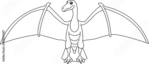 Pterodactyl Dinosaur Coloring Page-Flying Dino Outline for Kids