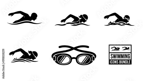 Swimming silhouettes, Swimmer silhouette, Woman swimming silhouette, Swimmer svg, Backstroke swimmer silhouette, Swimming svg, Swimming goggles silhouette, Swimmer icon bundle.