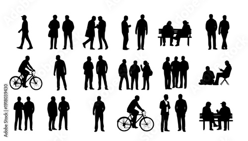 cyclist vector icon. collection of silhouettes of people cycling in different positions. bike, cycle, cyclist, ride, vector, bicycle, man, icon, people, illustration, woman, girl, boy, mountain