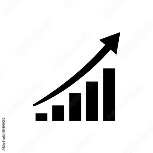 Business growth icon showing rising bars and arrow clean minimalist style Vector illustration