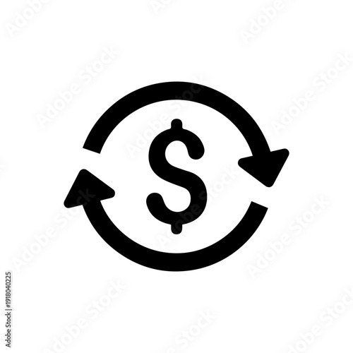 Foto Money cycle icon with dollar sign surrounded by circular arrows for cash flow co