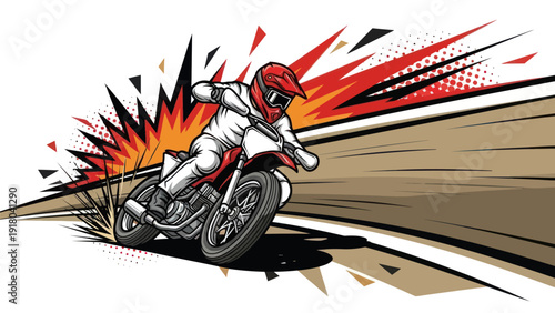 Motocross rider racing on motorcycle graphic illustration design element