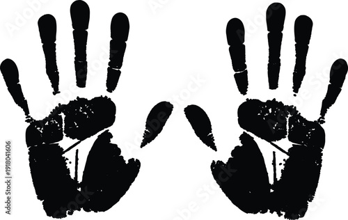 Black Handprint Silhouette Isolated on White Background