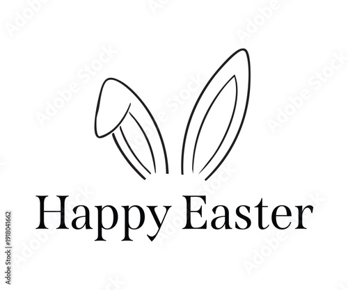 Wallpaper Mural Happy Easter text with bunny ears minimalist vector design Torontodigital.ca