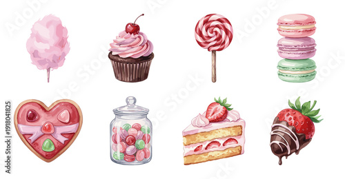 Cute Dessert Sticker Set with Sweet Treats and Candy