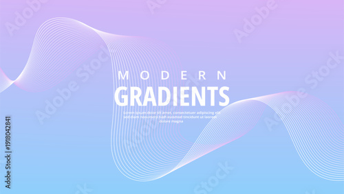 A modern graphic design featuring a gradient background with a wavy pattern and the words 'Modern Gradients' in white text.