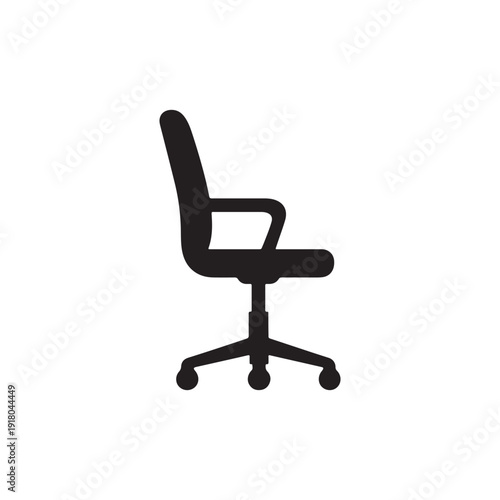 Side view office chair silhouette vector flat icon illustration design.