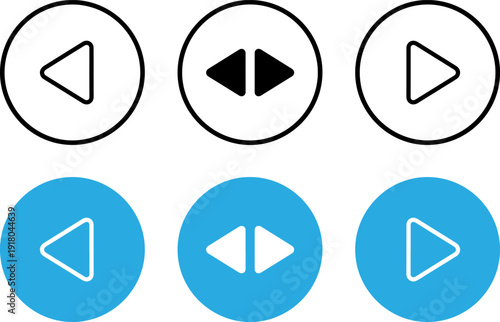 Play button icons for media controls and navigation