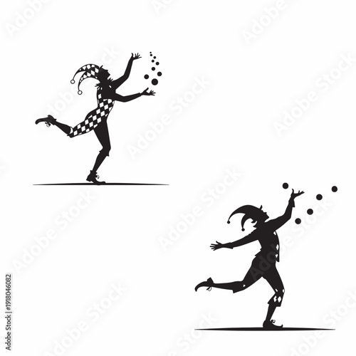 Action vector illustration of a jumping woman and dancing people alongside a soccer player athlete and basketball boy in a sports competition silhouette