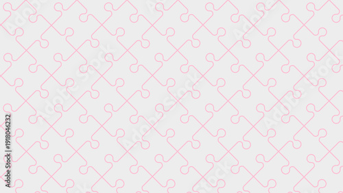 Canvas Print A seamless pattern of interlocking puzzle pieces with delicate pink outlines