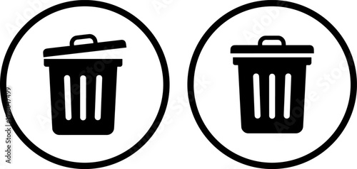 Modern trash can icons for business and design use