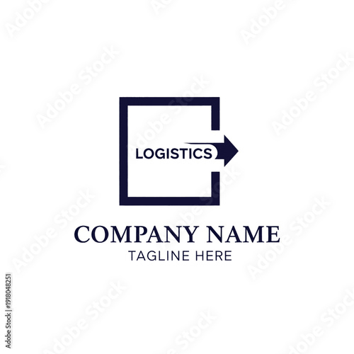 Logistics Company Logo Template with Arrow and Placeholder Text.