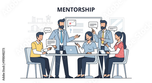 Business professionals engaged in a productive mentorship meeting