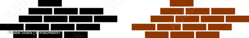 Black and brown brick wall icons for construction and design