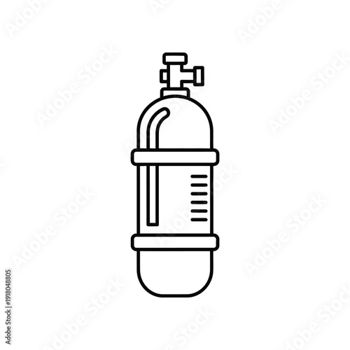 Illustration of a scuba diving oxygen tank with pressure gauge and valve