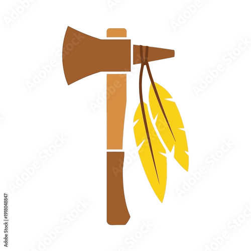 Tomahawk with feathers graphic illustration
