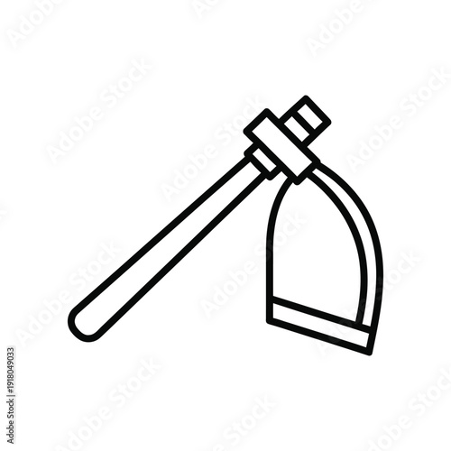 A classic ice skate with a curved blade and shaft for gliding on ice surfaces.