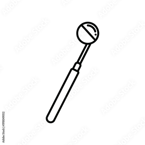 Black and white illustration of a medical examination tool resembling an otoscope