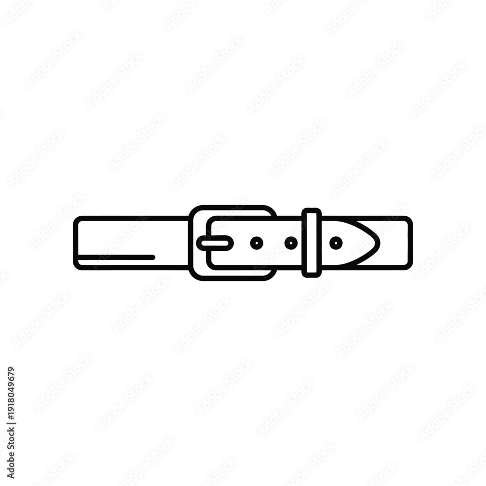 Fototapeta premium Minimalist line drawing of a classic belt with a buckle and tip detail