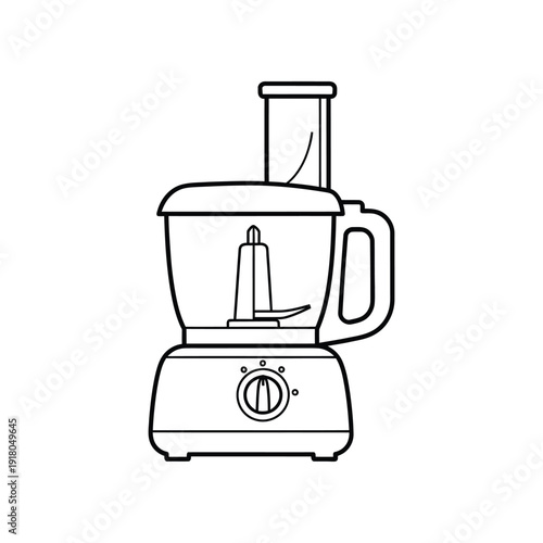 A food processor with a pitcher attachment and control buttons on the base