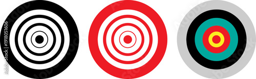 Vibrant target icons in black, red, and colorful designs for business goals
