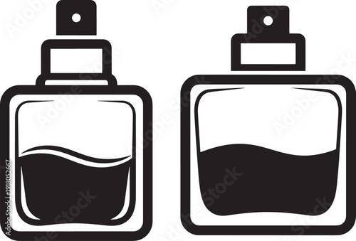 Perfume silhouette bottles isolated on white art