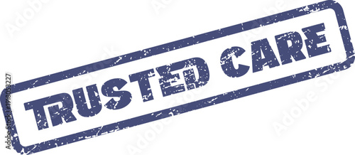 Professional Trusted Care blue rubber stamp impression for quality patient support services